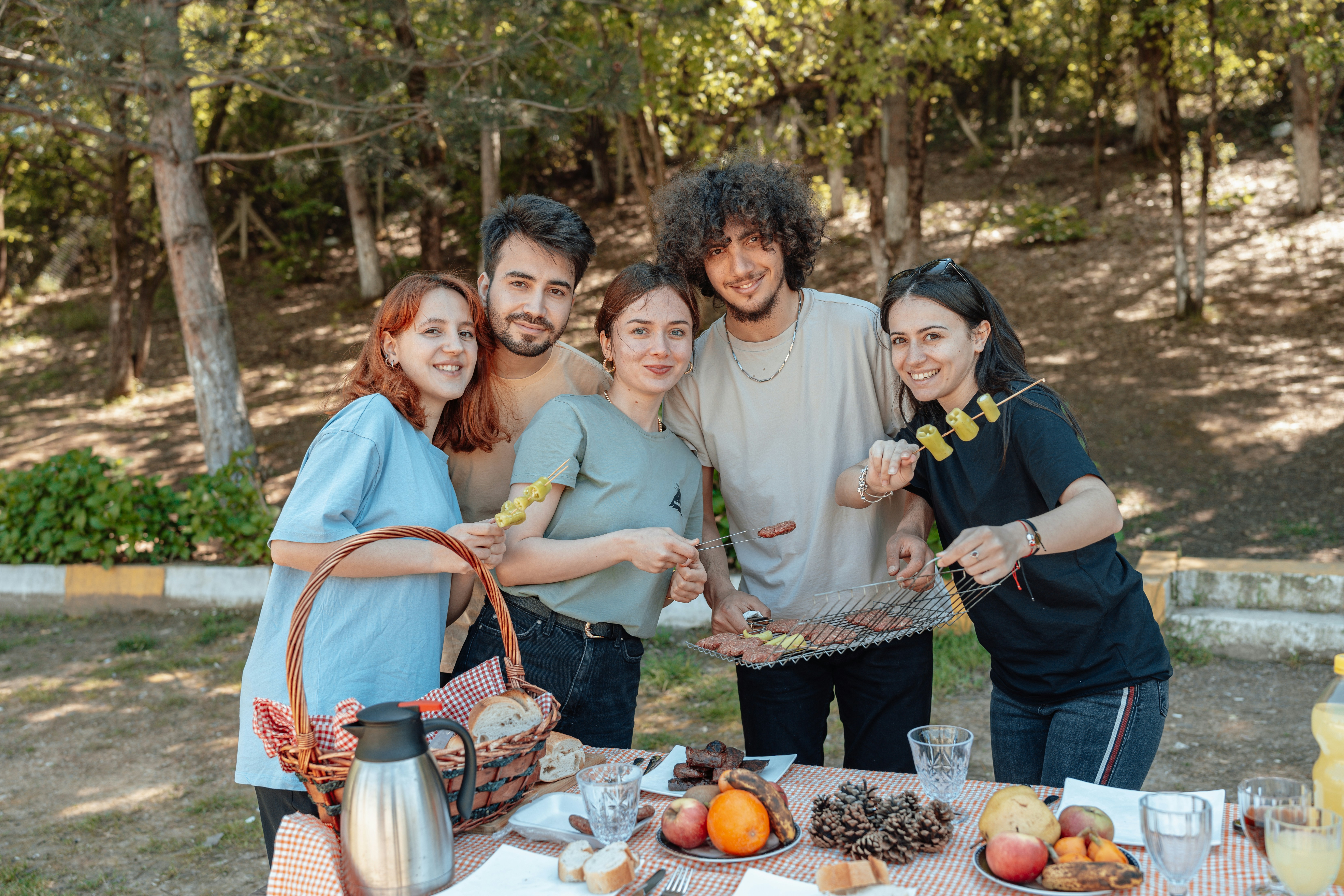 Neighbors gathered around a picnic table